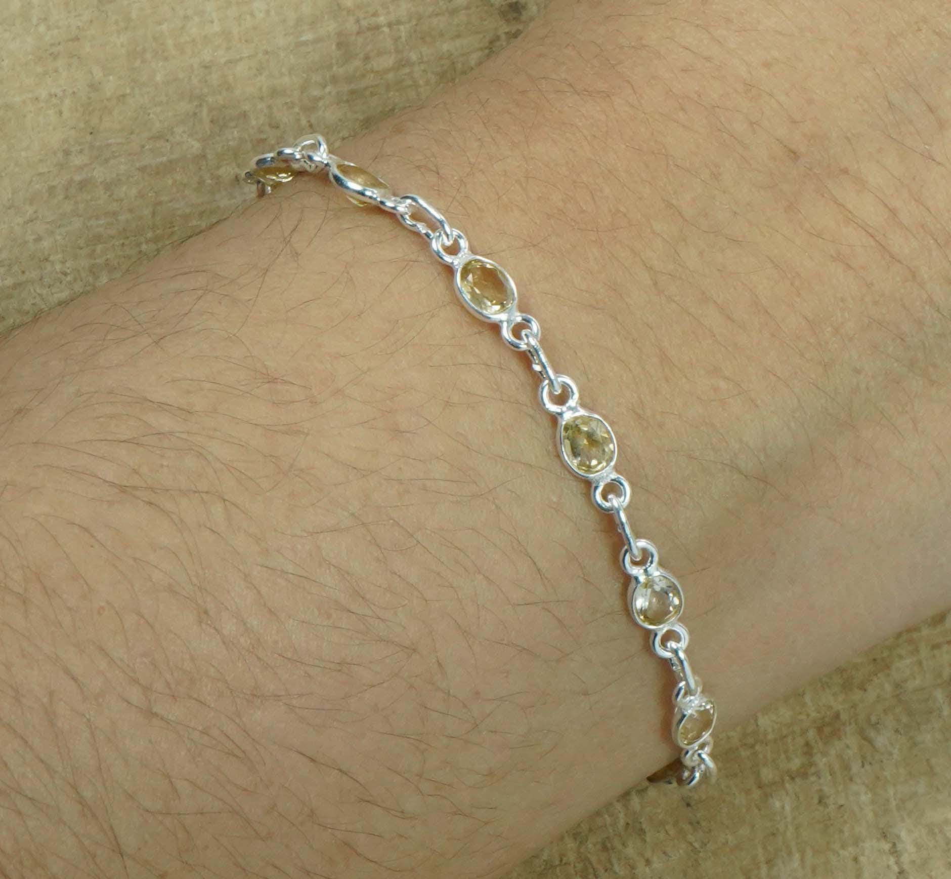 Citrine Sterling Silver Bracelet: Adjustable Gemstone, November Birthstone