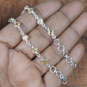 Citrine Sterling Silver Bracelet: Adjustable Gemstone, November Birthstone