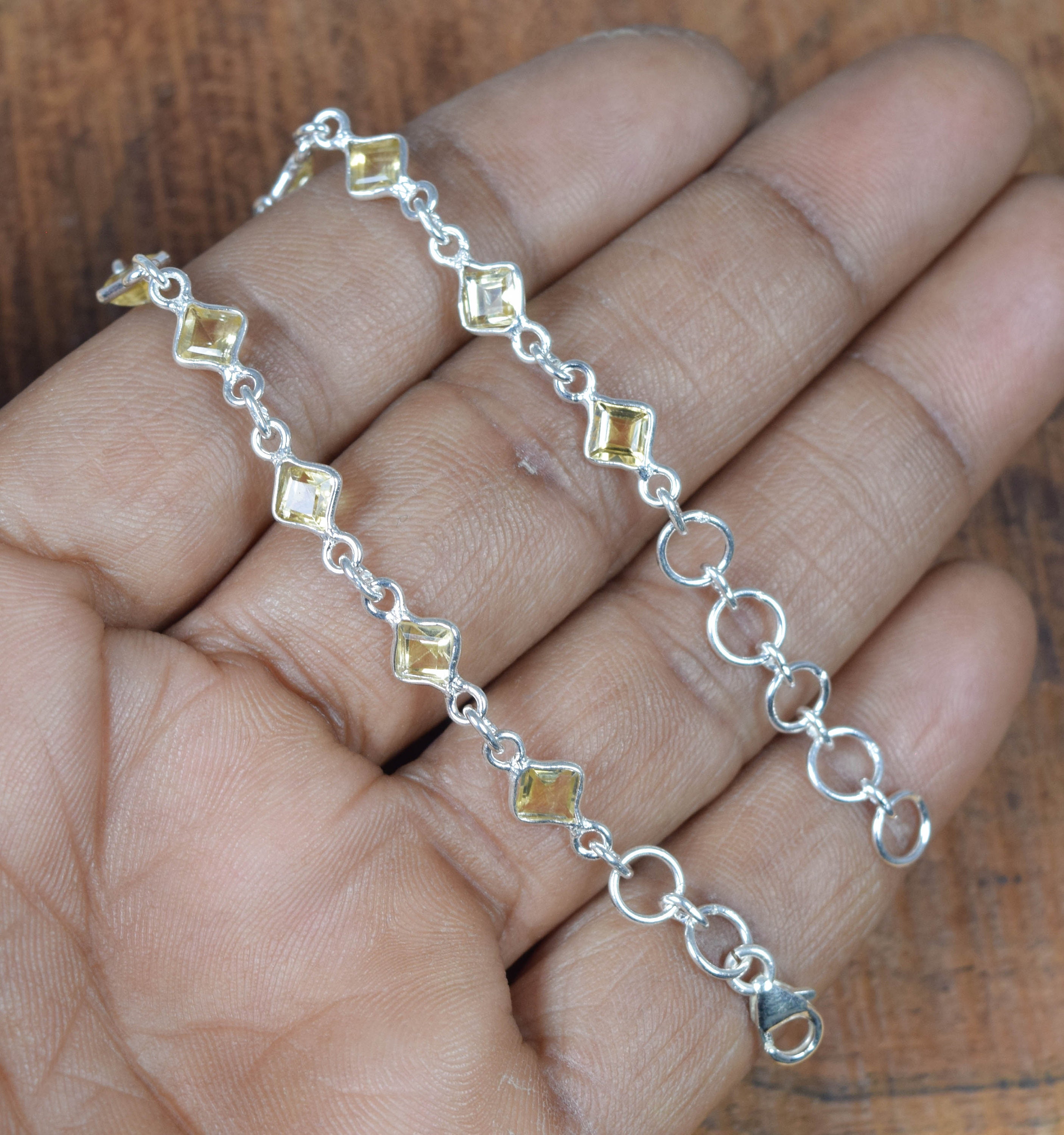 Citrine Sterling Silver Bracelet: Adjustable Gemstone, November Birthstone