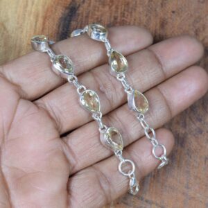 Citrine Sterling Silver Bracelet: Pear Gemstone, Adjustable, November Birthstone