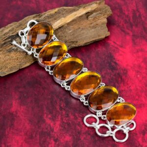 Yellow Citrine Bracelet, 925 Solid Sterling Silver Gemstone Bracelet, Citrine Bracelet, November Birthstone, Bracelet For Women-Men
