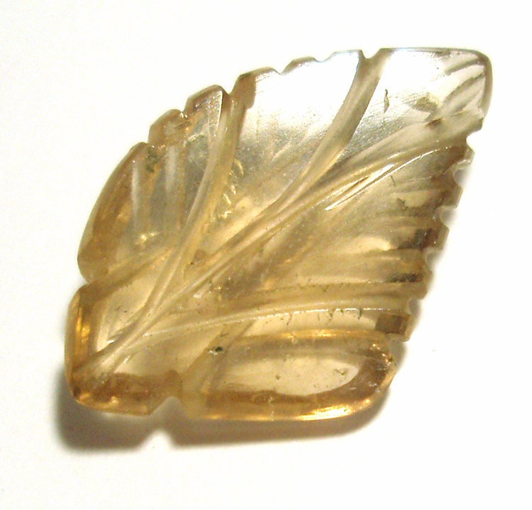 9 Carats Citrine Cabochon Handmade Carved Tropical Leaf Perfect For Wire Wrapping - Yellow Brazilian - Abundance Wealth Good Luck Money