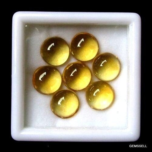Aaa Citrine Cabochon Gemstone: 6mm Round, Golden Yellow (5 Pieces)