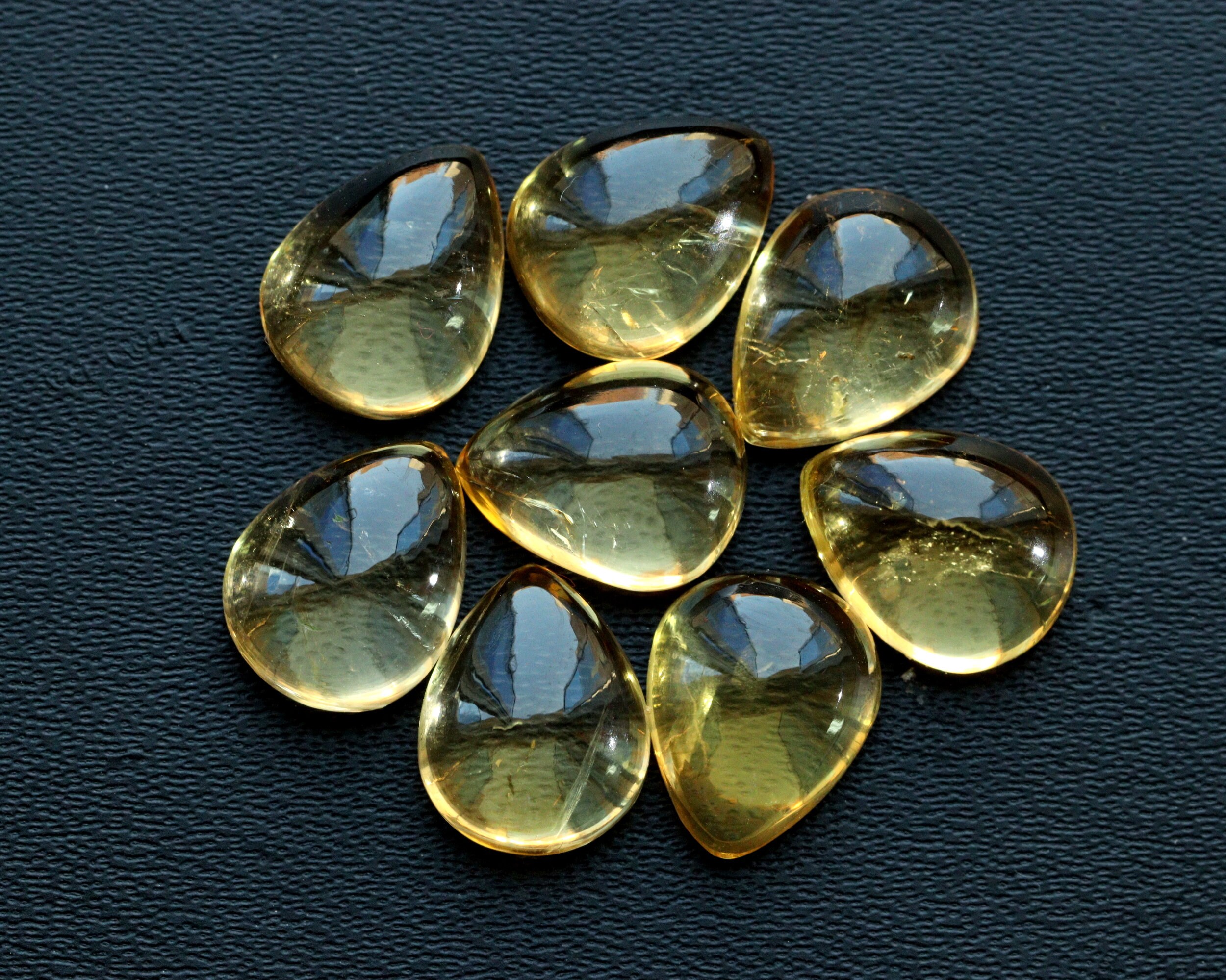 Pear Yellow Citrine Cabochon: Loose Gemstone For Jewelry Making