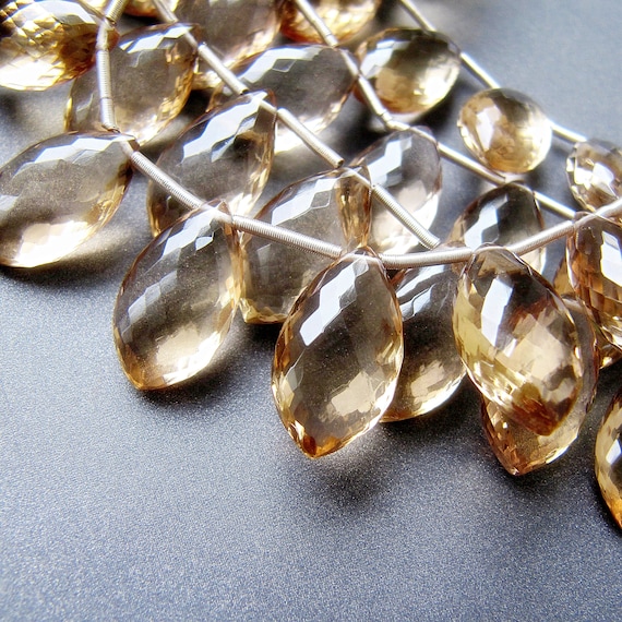 Champagne Citrine Spiky Flat Pear Drops • 16x9.25mm • Pairs Available • Aaa Micro Faceted • Sparkling Pale Golden Honey Champagne Citrine Spiky Flat Pear Drops • 16x9.25mm • Pairs Available • Aaa Micro Faceted • Sparkling Pale Golden Honey