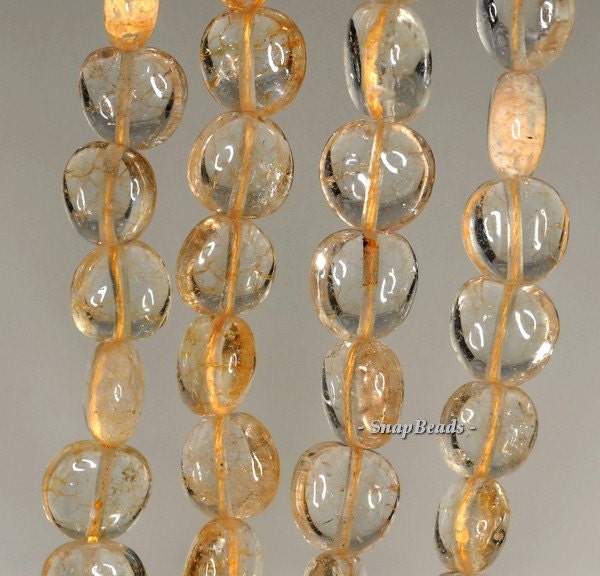 11x10mm Citrine Quartz Gemstone Pebble Nugget Loose Beads 7.5 Inch Half Strand (90191316-b15-525)