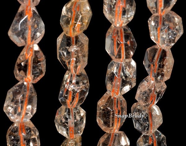 19x10-12x10mm Citrine Quartz Gemstone Faceted Nugget Loose Beads 7.5 Inch Half Strand (90191295-b17-529)