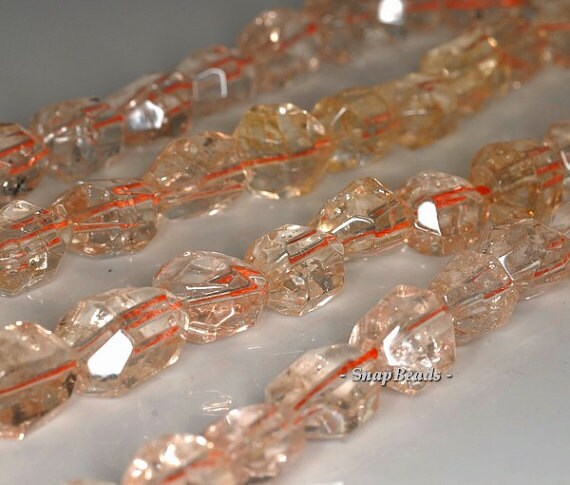 20x14-12x11mm Citrine Quartz Gemstone Faceted Nugget Loose Beads 7.5 Inch Half Strand (90191297-b17-529)