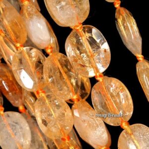 20x15mm Honey Citrine Gemstone Yellow Faceted Nugget Oval Loose Beads 6.5 Inch Half Strand (90145984-425)