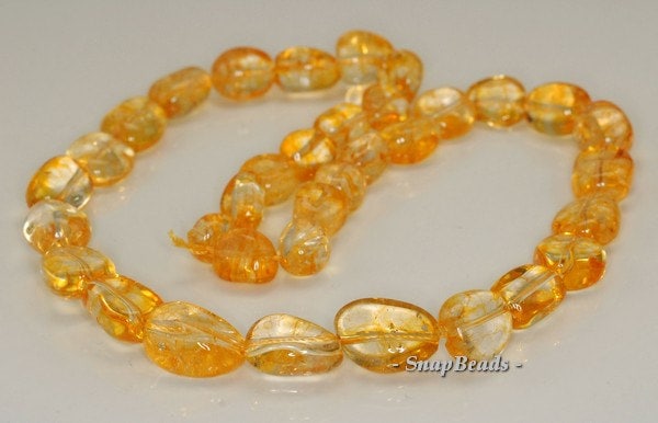 21x14-13x11mm Citrine Quartz Gemstone Gradated Nugget Loose Beads 19 Inch Full Strand (90191421-b41-585)