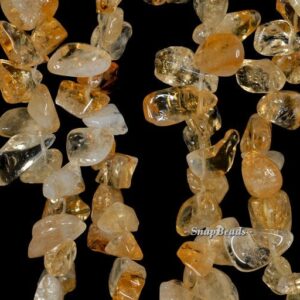 22x10-16x8mm Citrine Quartz Gemstone Grade A Pebble Nugget Loose Beads 7.5 Inch Half Strand (90191521-b42-593)