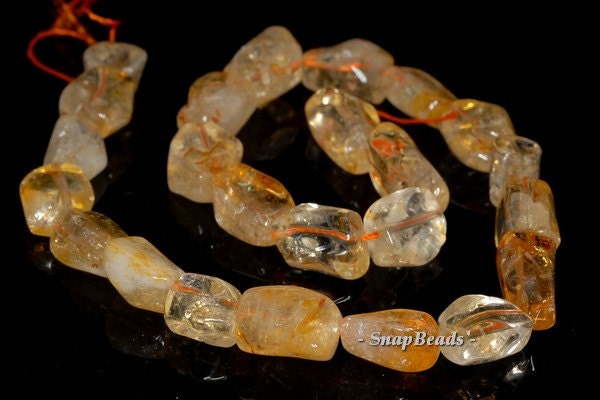 22x13-13x9mm Citrine Quartz Gemstone Nugget Loose Beads 7 Inch Half Strand (90191229-b23-541)
