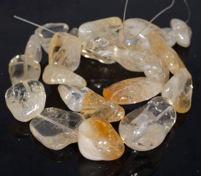 22x20-14x13mm Natural Citrine Gemstone Nugget Pebble Loose Beads 15.5 Inch Full Strand (80003378-b85)