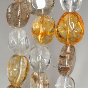24x17-17x15mm Citrine Smoky Rock Crystal Mix Quartz Gemstone Nugget Loose Beads 7.5 Inch Half Strand (90144020-b37-571)