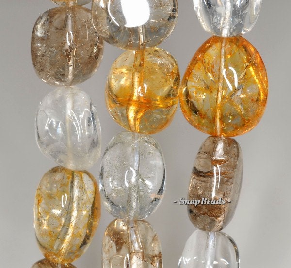 24x17-17x15mm Citrine Smoky Rock Crystal Mix Quartz Gemstone Nugget Loose Beads 7.5 Inch Half Strand (90144020-b37-571)