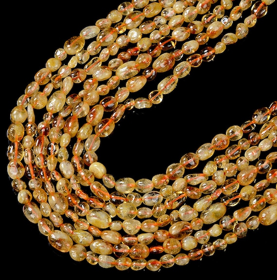 6-8mm Natural Citrine Yellow Gemstone Pebble Nugget Loose Beads Bulk Lot 1,2,6,12 And 50 (d183)