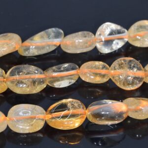 7-9MM Citrine Beads Pebble Nugget Grade A Genuine Natural Gemstone Beads 15.5"/7.5" Bulk Lot Options (108425)