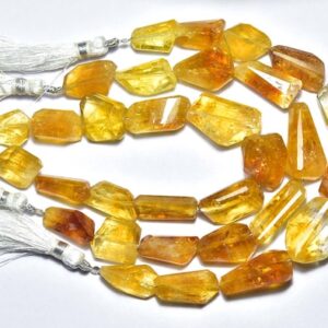 Beautiful Big Bi Citrine Nugget Beads - 7 Inches - Natural Faceted Golden Citrine Nuggets Strand- Size Is 14 - 20 Mm #1646