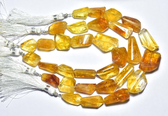 Beautiful Big Bi Citrine Nugget Beads - 7 Inches - Natural Faceted Golden Citrine Nuggets Strand- Size Is 14 - 20 Mm #1646
