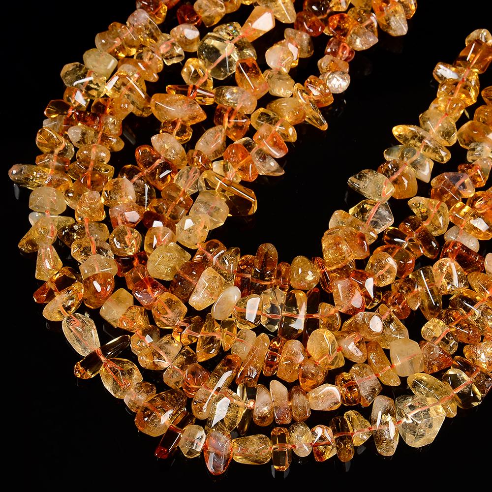 Natural Citrine Gemstone Grade Aaa Pebble Nugget Chip 10-14mm Loose Beads 7.5 Inch Half Strand (80019833-d601)