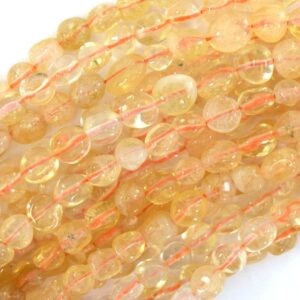 Natural Yellow Citrine Pebble Nugget Beads 15.5" Strand 6mm - 8mm, 8mm - 10mm S1