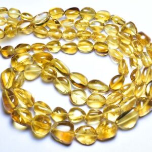 Superb Golden Citrine Nugget Bead - 8 Inches - Beautiful Natural Smooth Citrine Nuggets - Size Is 7 - 14 Mm #1011
