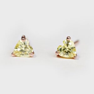 14k Gold Heart Citrine Stud Earrings, Dainty Gemstone Studs, Yellow Citrine Earrings, Minimalist Jewelry Gift For Her
