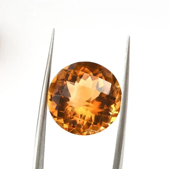 Faceted Checkerboard Citrine Pair: Golden November Birthstone Earrings