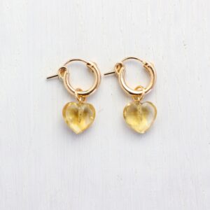 Genuine citrine heart earrings, birthstone hoop earrings, citrine earrings gold, thick gemstone chunky huggies, Scorpio crystal gift for her