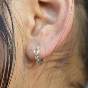 Handmade Citrine Hoop Earrings: 925 Sterling Silver Gemstone