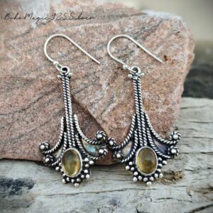 Handmade Citrine Sterling Silver Earrings: Gemstone Dangle Jewelry