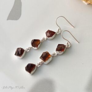 Natural Raw Citrine Earring | 925 Sterling Silver Gemstone Earrings | Handmade Jewelry