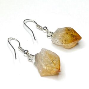 Raw Citrine Crystal Dangle Earrings: Sterling Silver Or Silver Plated Raw Citrine Crystal Dangle Earrings: Sterling Silver Or Silver Plated