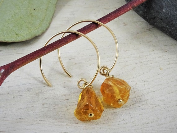 Raw Citrine Earrings | November Birthstone | Natural Citrine Arc Dangles | 14k Gold Citrine Earrings For Men And Women | Healing Gemstone Raw Citrine Earrings | November Birthstone | Natural Citrine Arc Dangles | 14k Gold Citrine Earrings For Men And Women | Healing Gemstone