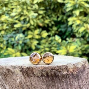 Raw Citrine Stud Earrings: Gold Vermeil November Birthstone