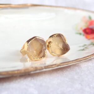 Raw Citrine Stud Earrings, November Birthstone Gift, Birthstone Jewelry,natural Gemstone Earrings,citrine Post Earrings, Citrine Earrings