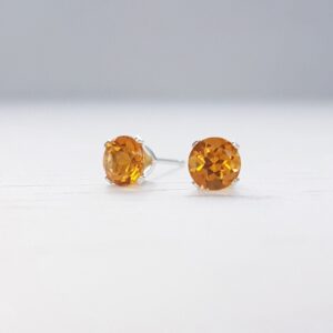 Sparkly Natural Citrine Stud Earrings / Tiny Citrine Studs 5mm / Sterling Silver Citrine Earrings / Birthday Gift Or Christmas Gift For Her