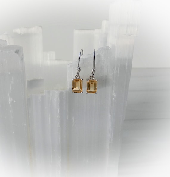Citrine Earrings Sterling Silver • Yellow Citrine Earrings • Citrine Dangle Earrings • November Birthstone Jewelry • Holiday Gift