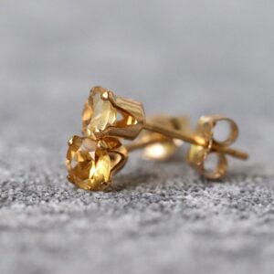 Citrine Stud Earrings, November Birthstone Gift, Sterling Silver or Gold Citrine Studs, Gift for Her, Yellow Ear Studs, Stone for Abundance