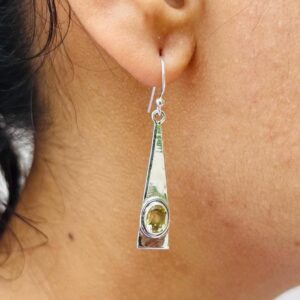 Yellow Citrine 925 Solid Sterling Silver Oval Shape Hook Earring