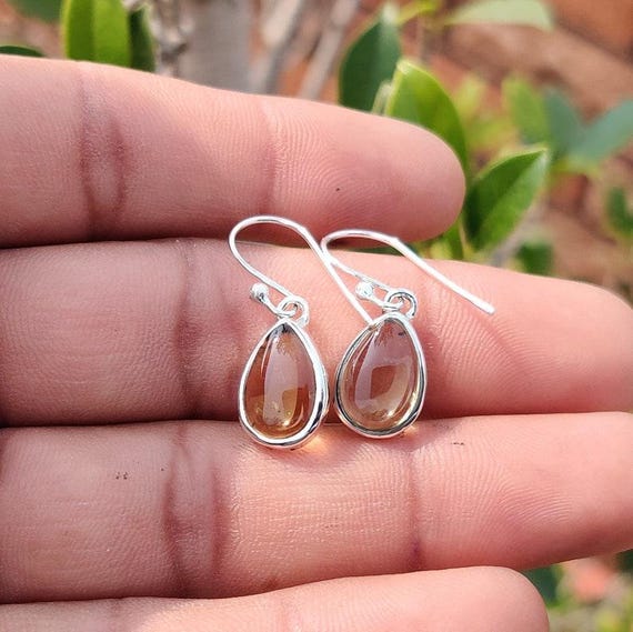 Yellow Citrine Earring, 925 Sterling Silver, Handmade Earring, Bohemian Earring, Healing Crystal Earring, Charm Earring, Dainty Earring