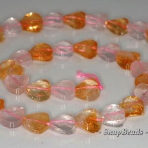 10mm Citrine Rose Mix Quartz Gemstone Faceted Twist Flat Round Loose Beads 7.5 inch Half Strand (90191072-B33-563)