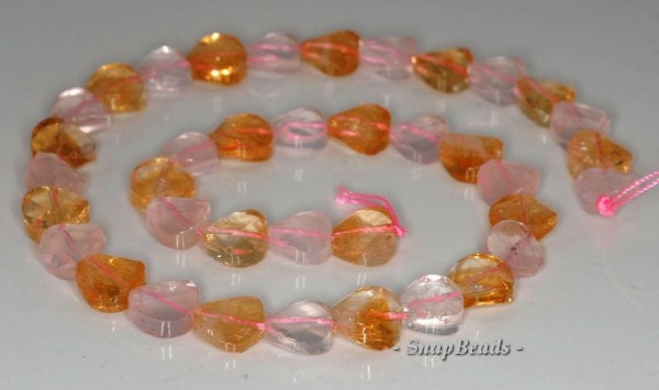 10mm Citrine Rose Mix Quartz Gemstone Faceted Twist Flat Round Loose Beads 7.5 Inch Half Strand (90191072-b33-563)