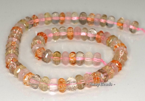 10x6mm Citrine Rose Smoky Rock Crystal Mix Quartz Gemstone Faceted Rondelle Loose Beads 7.5 Inch Half Strand (90144016-b32-561) 10x6mm Citrine Rose Smoky Rock Crystal Mix Quartz Gemstone Faceted Rondelle Loose Beads 7.5 Inch Half Strand (90144016-b32-561)