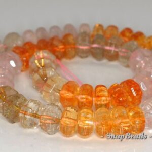 12x6mm Citrine Rose Smoky Mix Quartz Gemstone Faceted Rondelle Loose Beads 7.5 inch Half Strand (90191120-B33-562)