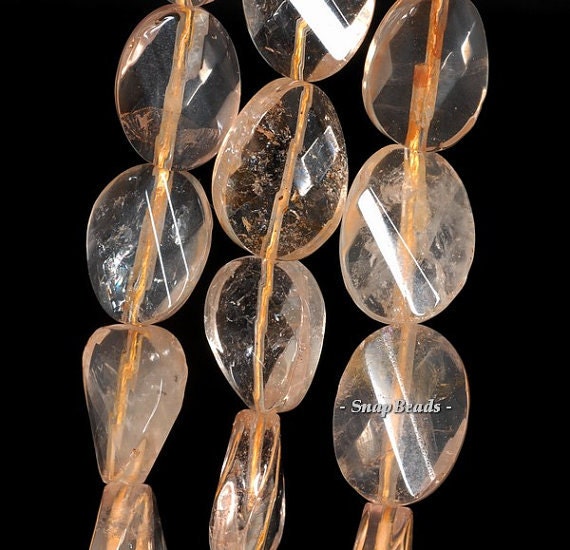 16x12mm Citrine Quartz Gemstone Twist Faceted Oval Loose Beads 7.5 Inch Half Strand Lot 1,2 And 6 (90144176-b17-529)