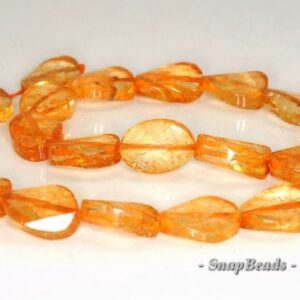 18x13-15x11mm Citrine Quartz Gemstone Twist Faceted Oval Loose Beads 7 inch Half Strand (90191317-B15-525)