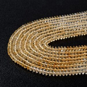 4x3MM Genuine Citrine Gemstone Grade AAA Bicone Faceted Rondelle Saucer Loose Beads (P2)
