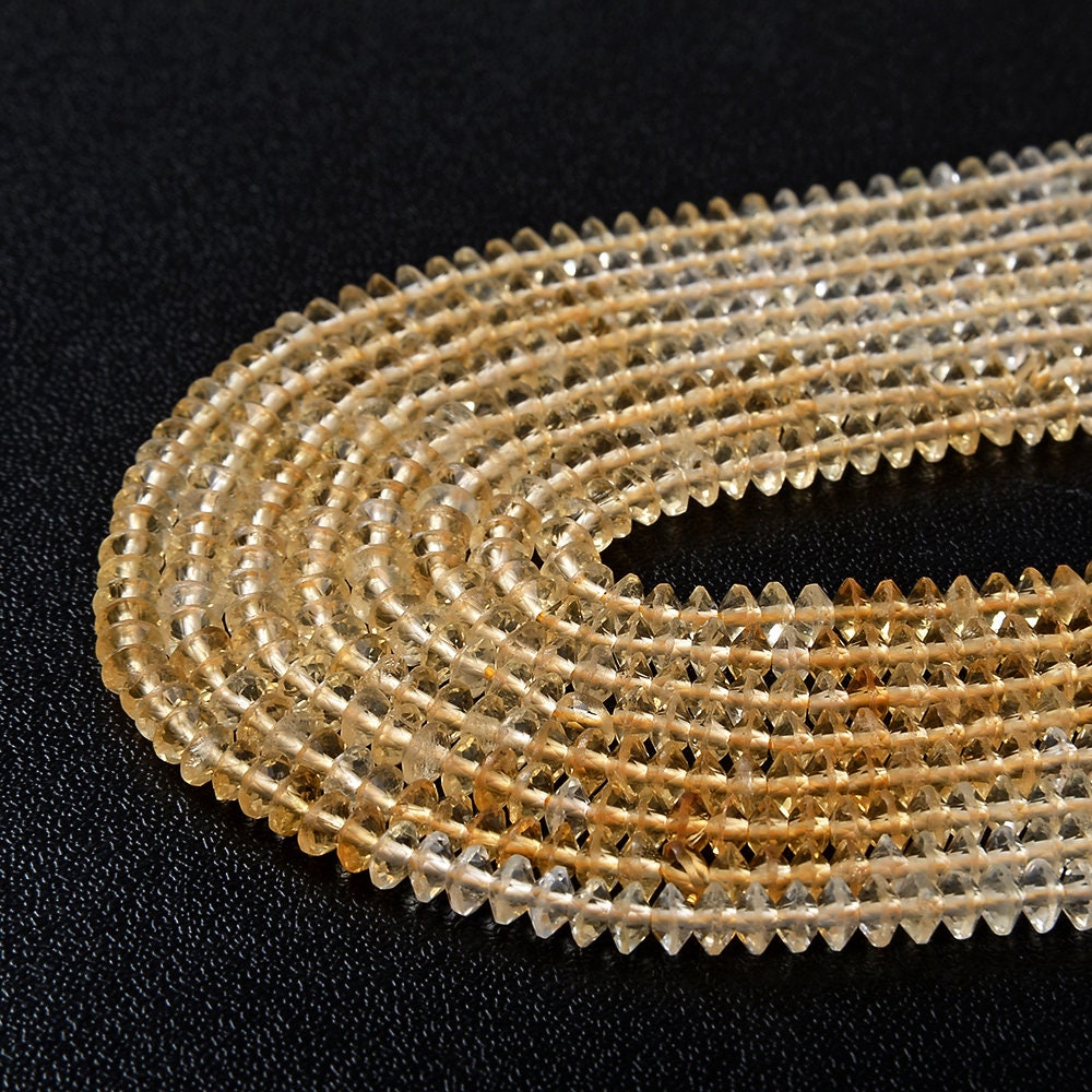 4x3mm Genuine Citrine Gemstone Grade Aaa Bicone Faceted Rondelle Saucer Loose Beads (p2) 4x3mm Genuine Citrine Gemstone Grade Aaa Bicone Faceted Rondelle Saucer Loose Beads (p2)