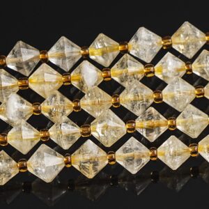 6MM Yellow Citrine Beads Grade AA Genuine Natural Gemstone Bicone Faceted Loose Beads 15"/7.5" Bulk Lot Options